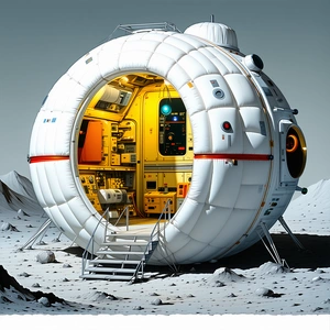 A Large White Spacecraft With A Dome-shaped Structure