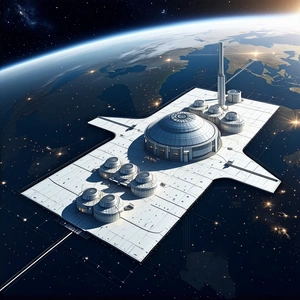 A Large, White, And Futuristic Building With A Dome-shaped Roof