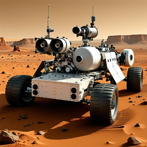 A Futuristic Robotic Vehicle With A White And Black Color Scheme