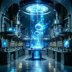 Futuristic Research Laboratory With Image, There