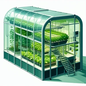 A Large Greenhouse Is Filled With Various Plants, Including A Large Number Of Potted Plants