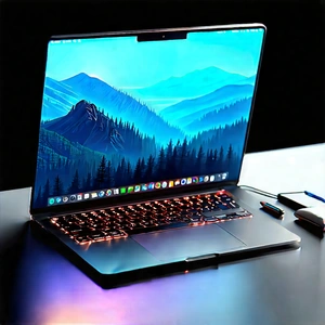 Laptop With Glowing Screen With Laptop Computer