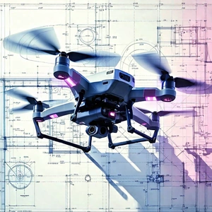 Tech Blueprint Style: Drone with (digital:1.16) artwork