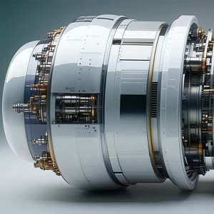 A Large, White, And Shiny Machine With A Lot Of Gears And Parts