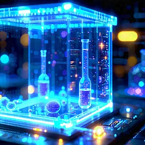 Healthcare Technology In Research Center With Blue Blue