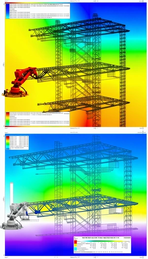 A Computer-generated Image Of A Large Crane Is Displayed On A Computer Screen