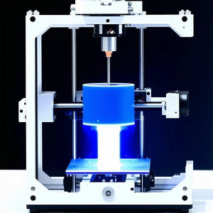 A Blue Object Is Being Made Using A Machine
