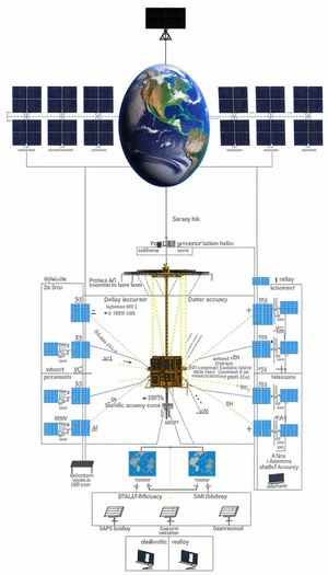 A Large Satellite Dish Is Shown In The Image, With A Globe Of The Earth In The Center