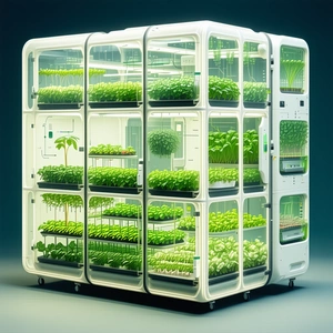 A Large, White, And Glass-walled Structure Filled With Numerous Potted Plants