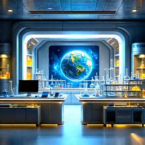 Futuristic Research Laboratory With Image, There
