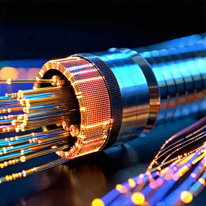 Close-up of fiber optic cables
