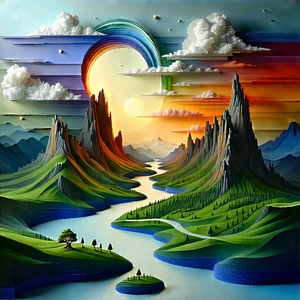 Abstract Matte Painting: Conceptual Representation Of Thought With Painting Beautiful