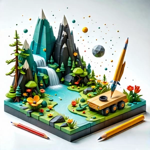 Lifestyle Isometric Design: Creative individual enjoying creative hobby