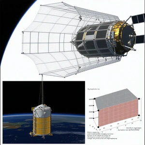 A Space Station, Which Is A Large Satellite, Floating In The Sky