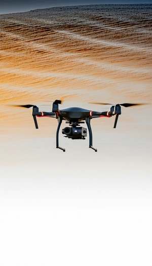 A Drone Flying High In The Sky, Capturing A Beautiful Sunset