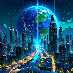 Digital Transformation Visualization With Futuristic Cityscape