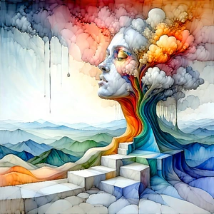 Abstract Watercolor Painting: Contraction captured in abstract form
