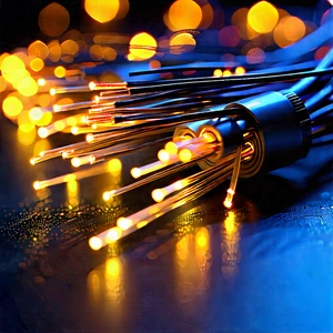 Close-up Of Fiber Optic Cables With Close-up Bunch
