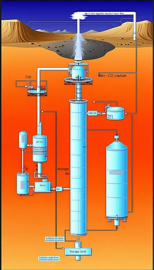 The Image Is A Blue And Orange Drawing Of A Large Industrial Plant