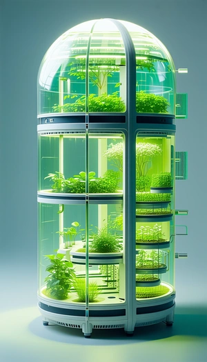 A Large, Multi-layered Greenhouse Filled With Various Plants