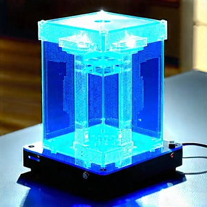 3d Printer With Blue Light Glow With Blue Square