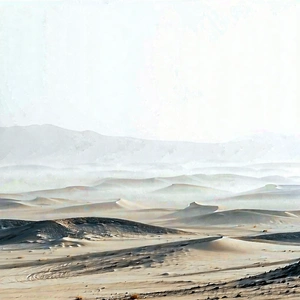 Nature Tilt-shift Photography: Desert Landscape During Foggy Morning With Vast, Open