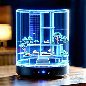 Smart Home Device With Holographic Display With Blue White