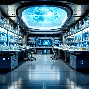 (futuristic:1.33) Research Laboratory With Image, There