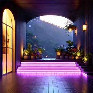 Lifestyle Blender Artwork: Balcony Garden With Warm Lighting With Image, There