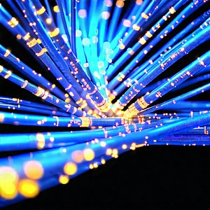 Close-up Of Fiber Optic Cables With Close-up Blue