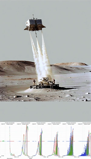 A Military Tank Is Parked In A Desert Area, With Two Missiles Flying In The Air Above It