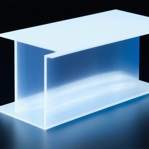 A White, Illuminated Table With A Blue Glow