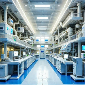 Healthcare Technology In Manufacturing Facility With Large, Clean,