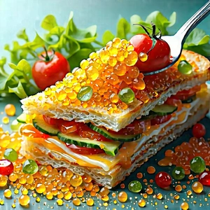 Abstract Food Photography: Granular Structure With Delicious Sandwich