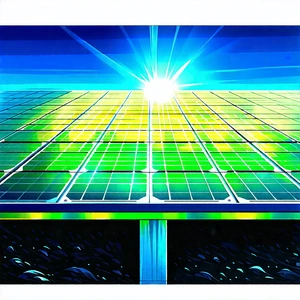 Tech Watercolor Painting: Solar panel with blue light glow