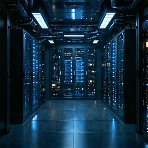 (futuristic:1.23) Server Room With Image, There