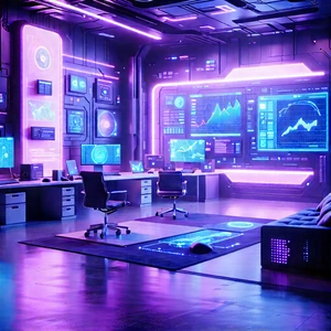 (futuristic:1.14) Tech Startup Office With Futuristic Room,