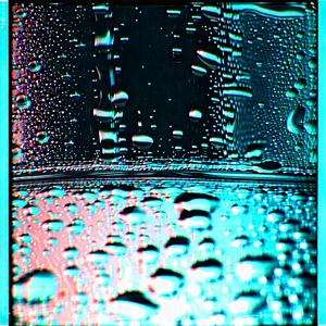 Abstract Polaroid Style: Macro View Of Liquid Interface With Close-up Rainy