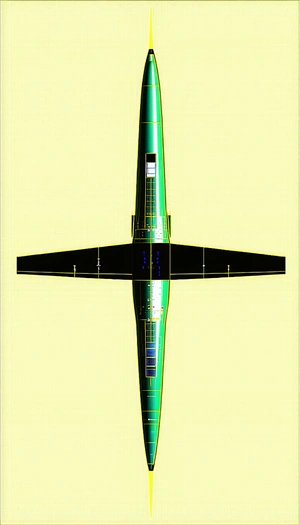 A Green Airplane With A Large Wing, Sitting On A Yellow Background