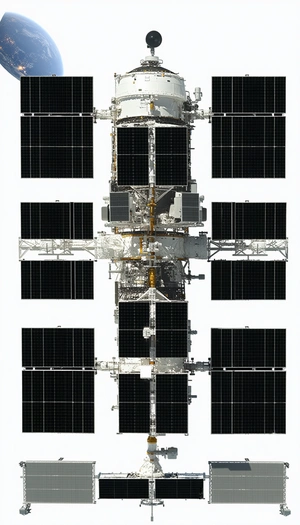 A Large Spacecraft With A Prominent Solar Panel On Its Side