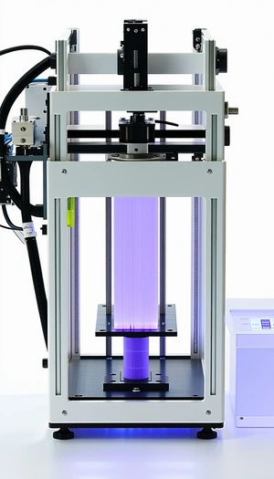 A Large Machine With A Blue Light Shining Through It