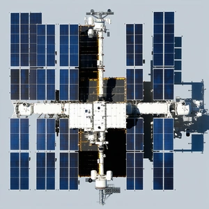 A Large Space Station With A Solar Panel Array On Its Side