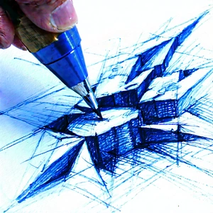 Abstract Charcoal Drawing: Macro view of material interaction