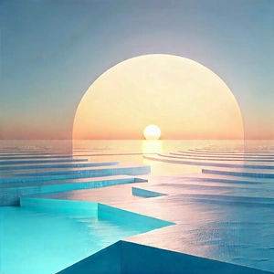 Abstract Low Poly Art: Minimalist series with horizon line