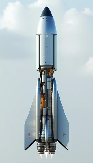 A Large Rocket Ship Is Shown In A Close-up View