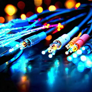 Close-up Of Fiber Optic Cables With Image, There