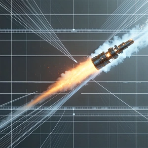 A Rocket Launching Into The Sky, With A Trail Of Smoke Following It