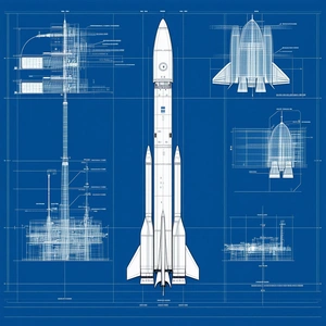 A Blue Diagram Of A Space Shuttle Is Displayed