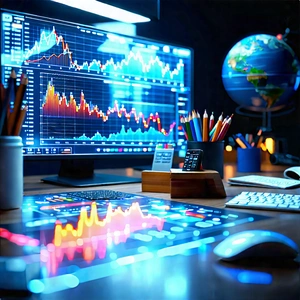 Financial Technology In Design Studio With Desk Computer