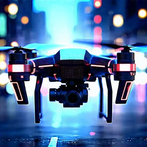 Drone With Data Visualization With Black Drone